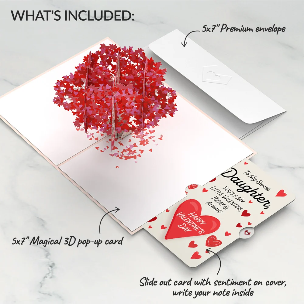 Lovepop Valentine’s Day Tree Pop-Up Card and Sentiment Set for Daughter Cream - Image 2