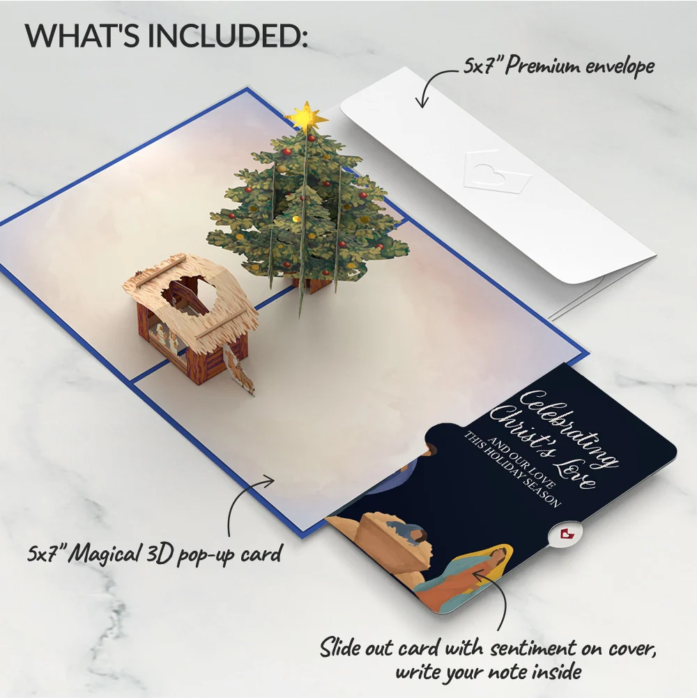 Lovepop Nativity Christmas Tree Pop-Up Card and Love Sentiment Set - Image 2
