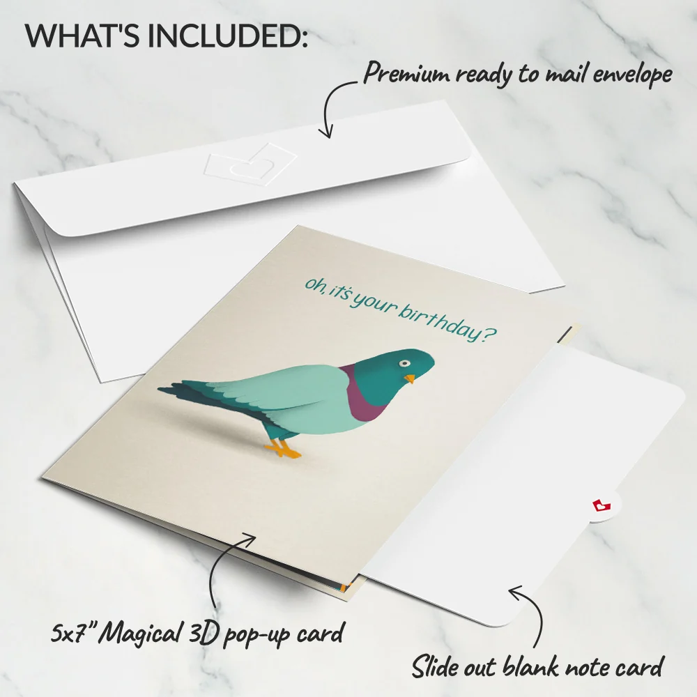 Lovepop ‘That’s Coo’ Funny Pigeon Birthday Pop-Up Card - Image 6