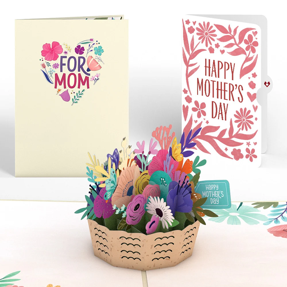 Lovepop Mother's Day Basket Pop-Up Card and Bold Petal Pattern Sentiment Set for Mom