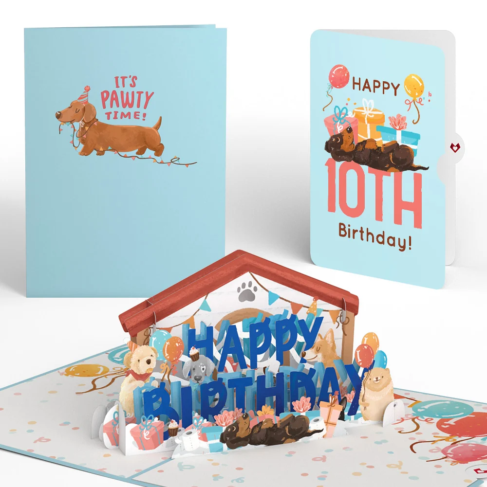 Lovepop Happy 10th Birthday Dogs Pop-Up Card and Sentiment Set