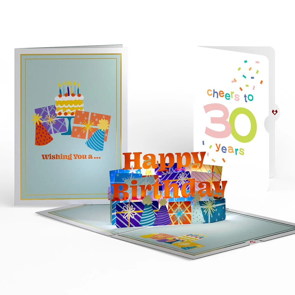 Lovepop Wishing You a Happy 30th Birthday Music and Lights Pop-Up Card and Confetti Cake Sentiment Set