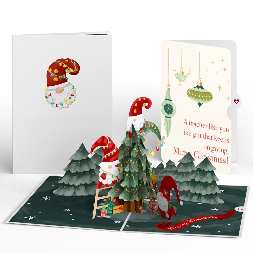 Lovepop Christmas Gnomes Pop-Up Card and Sentiment Set for Teacher Cream