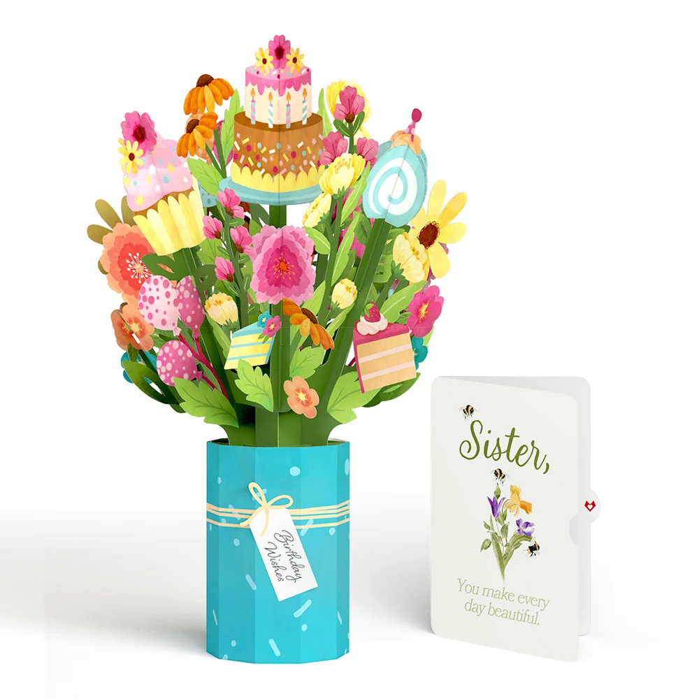 Lovepop Sweet Birthday Wishes Bouquet and Sentiment Set for Sister Vase