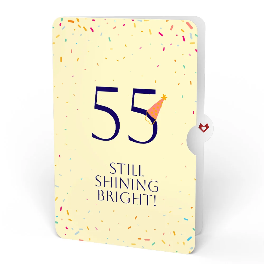 Lovepop Happy 55th Birthday Confetti Cake Music and Lights Pop-Up Card and Party Hat Sentiment Set Candle - Image 4
