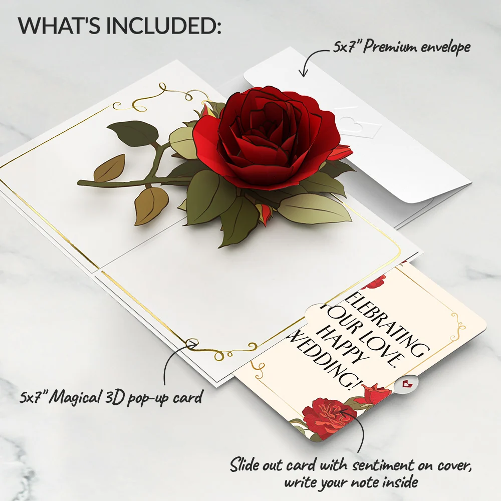 Lovepop Elegant Red Rose Weddings Pop-Up Card and Sentiment Set Cream - Image 2