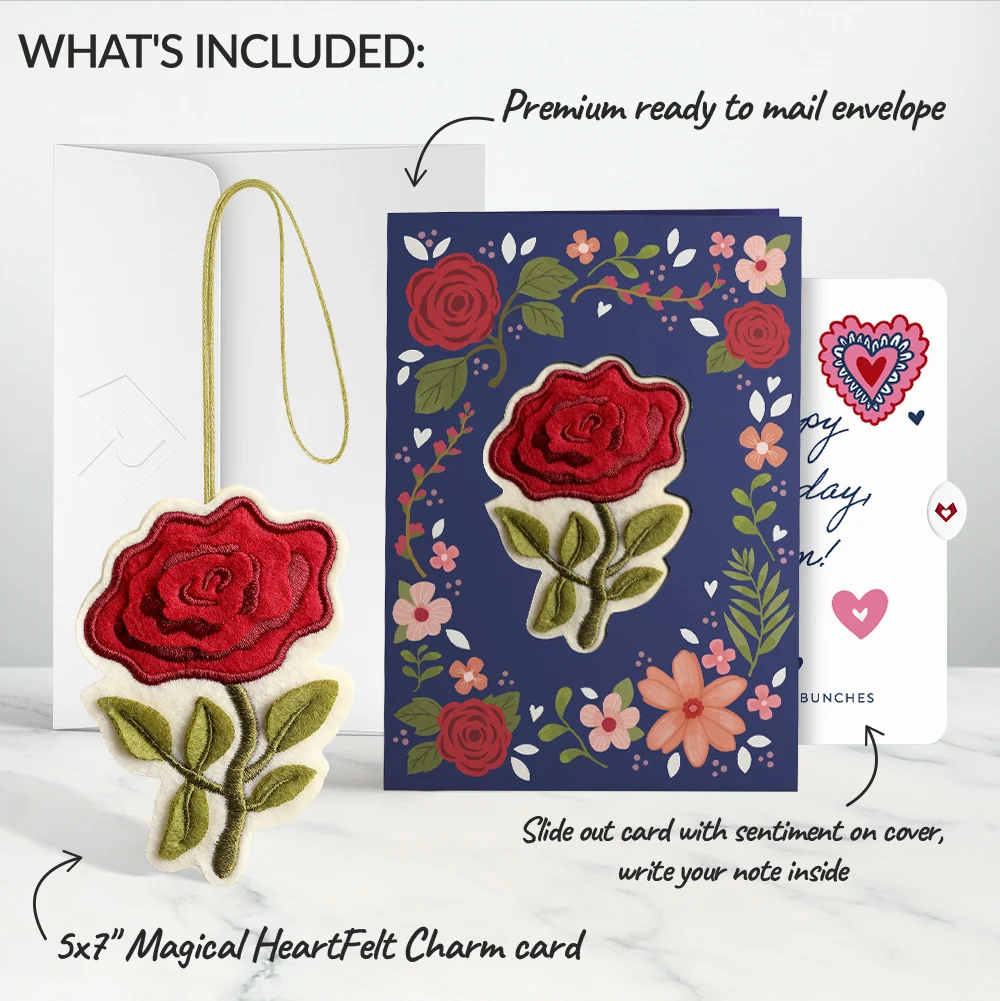 Lovepop Everlasting Rose Birthday HeartFelt Charm Card and Sentiment Set for Mom Cream - Image 2