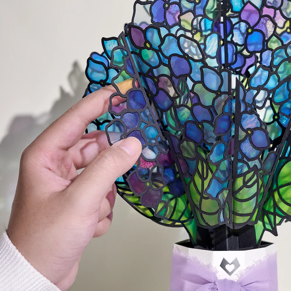 Lovepop Sunlit Hydrangeas Birthday Suncatcher Bouquet and Sentiment Set Glass - Image 3