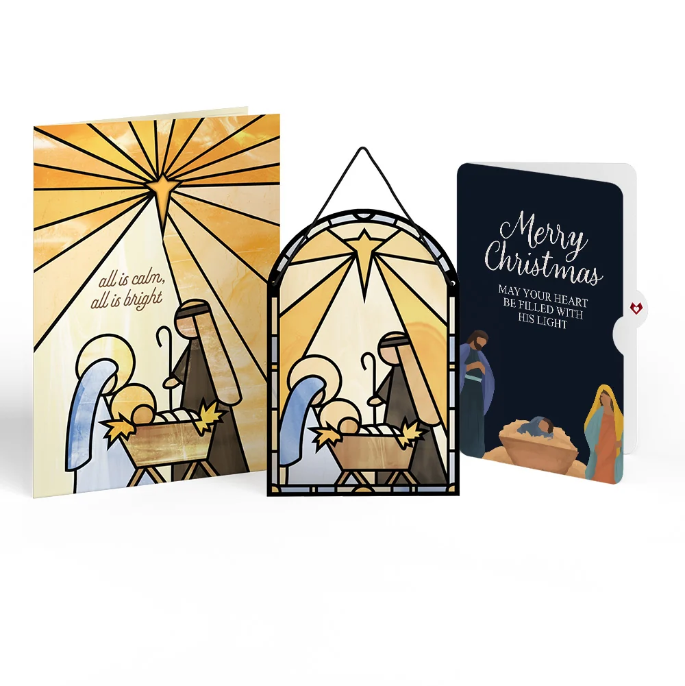 Lovepop All Is Calm Nativity Christmas Suncatcher Card and Sentiment Set Glass
