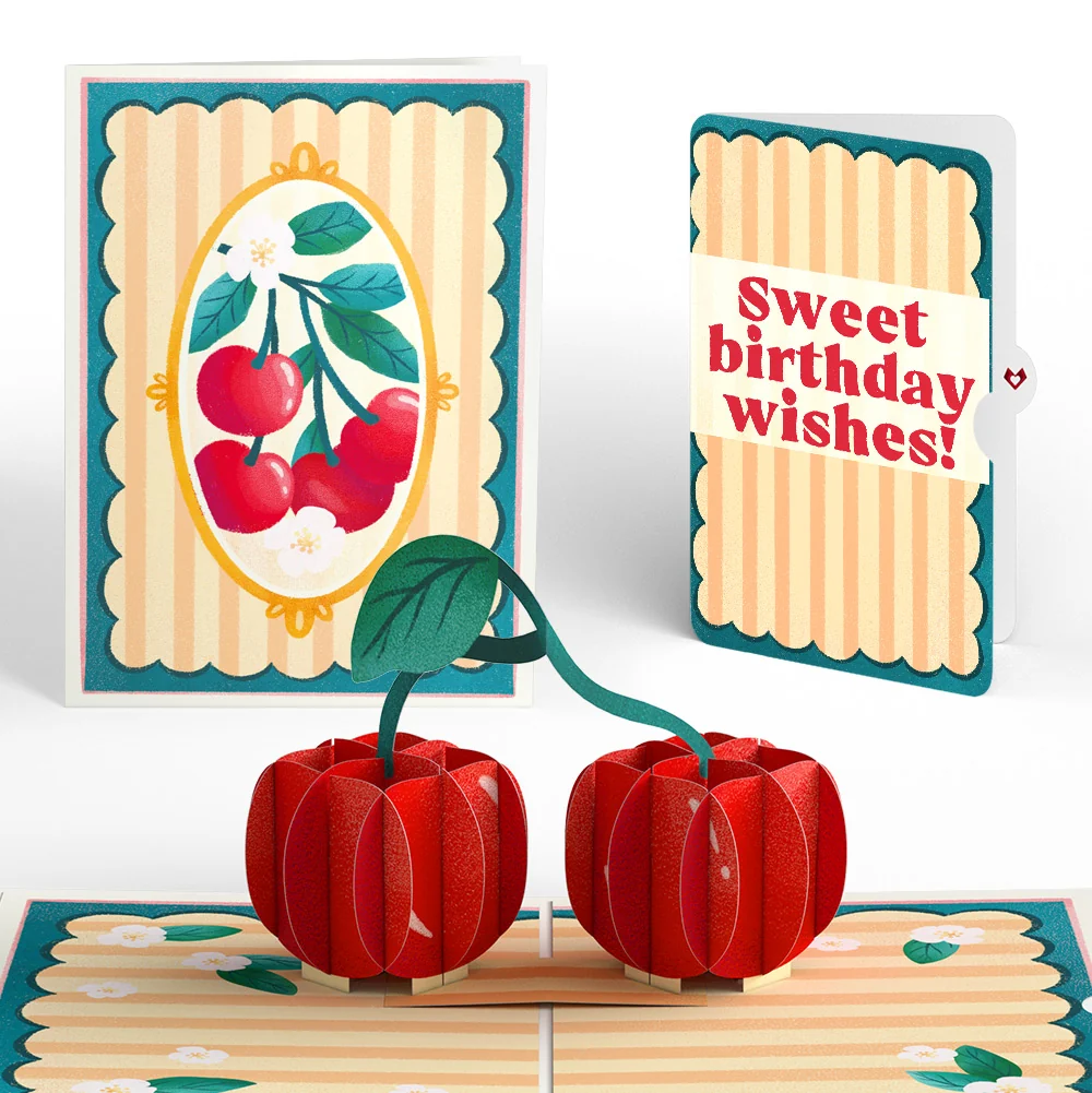 Lovepop Fresh-Picked Cherries Birthday Pop-Up Card and Sentiment Set Cream