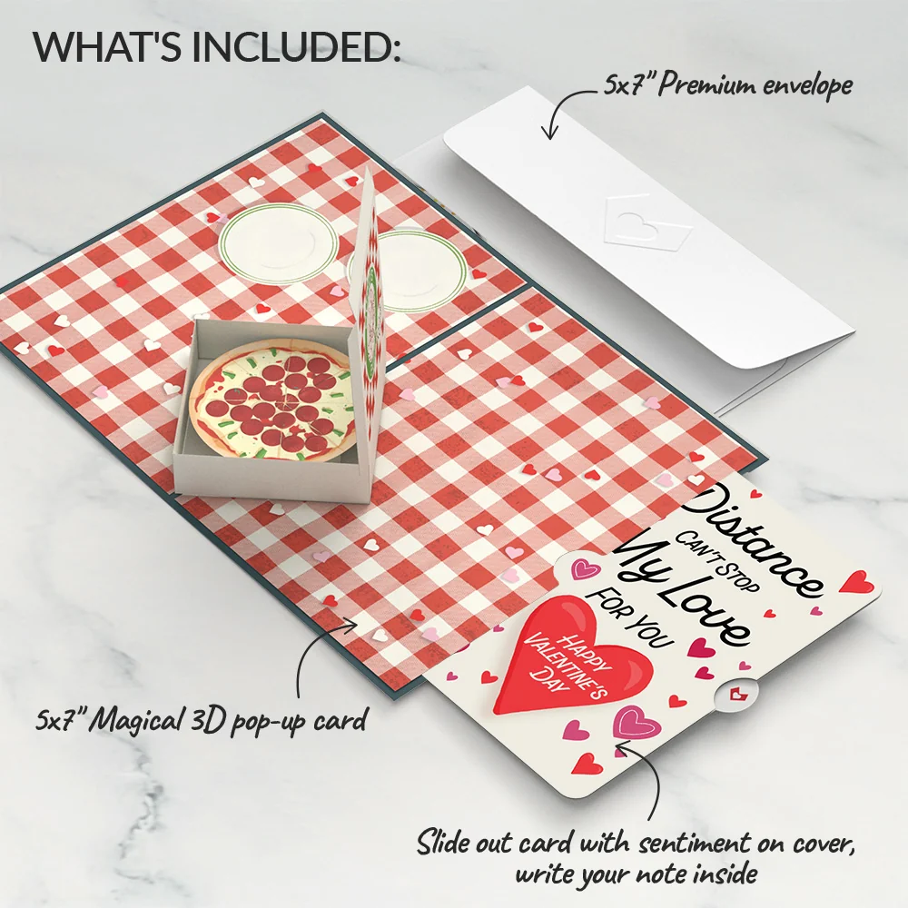 Lovepop Pizza Love Distance Can't Stop My Love Valentine Pop-Up Card and Sentiment Set - Image 2