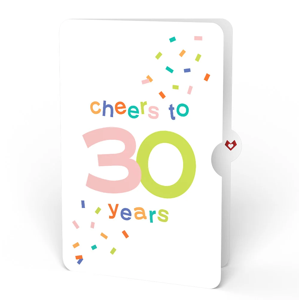 Lovepop Happy Birthday Confetti Cake Music and Lights Pop-Up Card and Cheers to 30th Years Sentiment Set Candle - Image 4