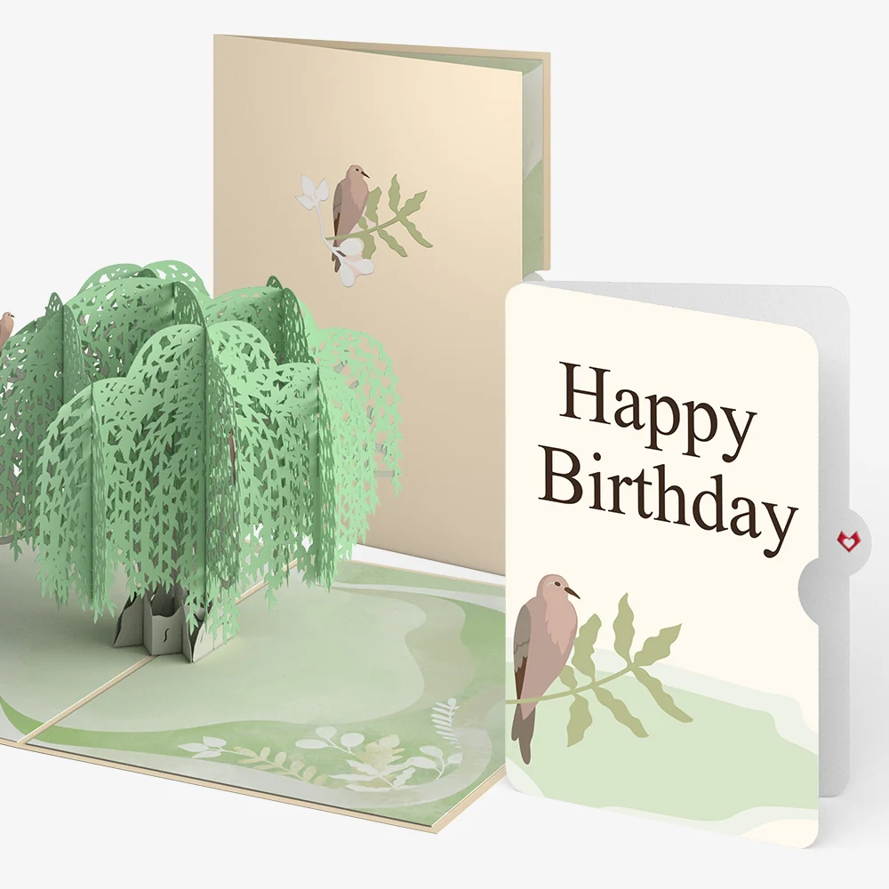 Lovepop Willow Tree Doves Birthday Pop-Up Card and Sentiment Set Cream