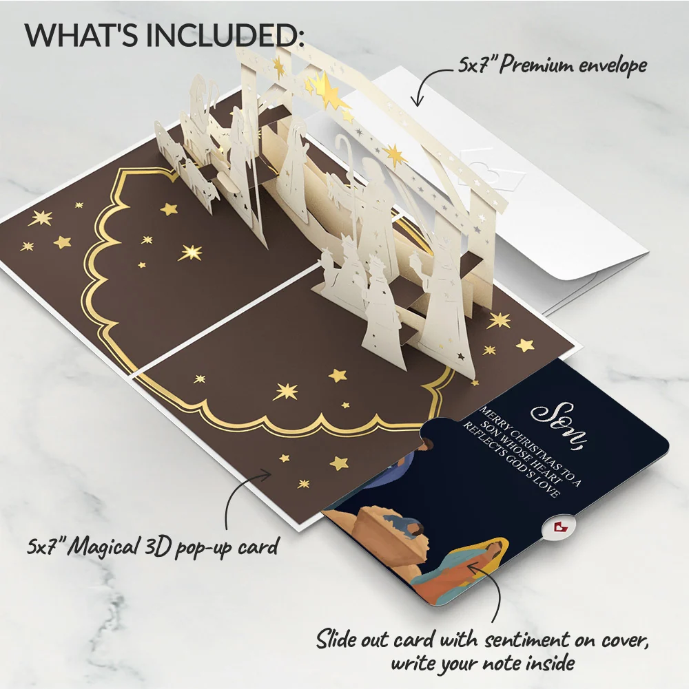 Lovepop Elegant Nativity Christmas Pop-Up Card and Sentiment Set for Son - Image 2
