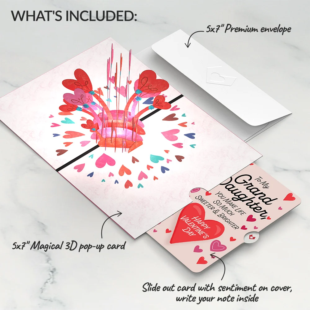 Lovepop You Light Up My Life Valentine Light-Up Pop-Up Card and Sentiment Set for Granddaughter - Image 2