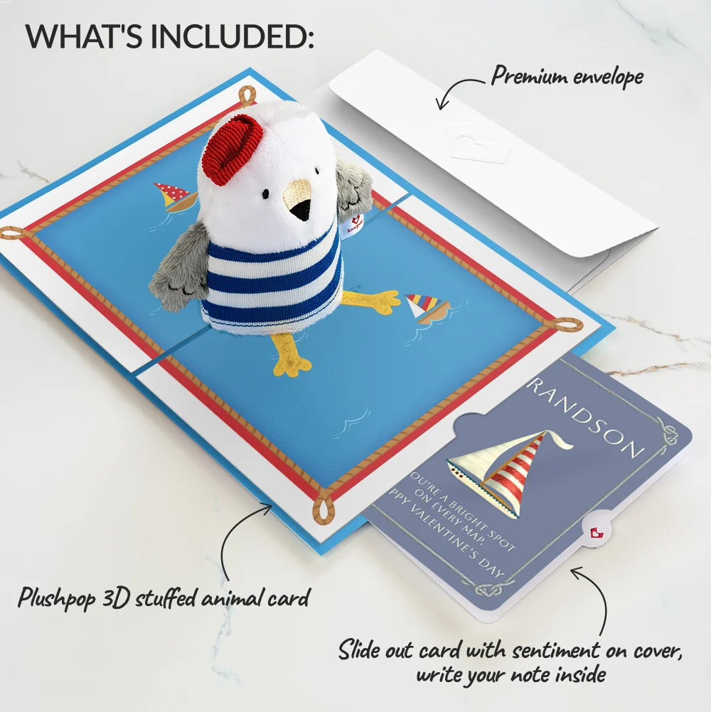 Lovepop 'Ahoy There' Valentine Plushpop Card and Sentiment Set for Grandson - Image 2