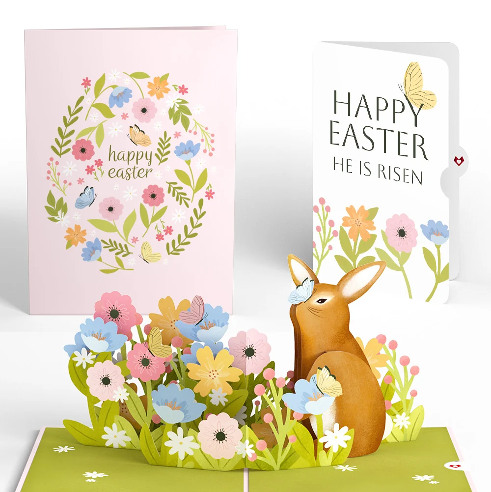 Lovepop Happy Easter Bunny Amid the Blossoms Pop-Up Card and Spring Blossom Butterfly He Is Risen Sentiment Set