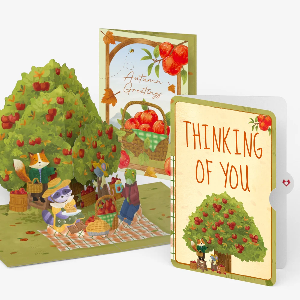 Lovepop Woodland Animals Autumn Greetings Thinking of You Pop-Up Card and Sentiment Set Basket
