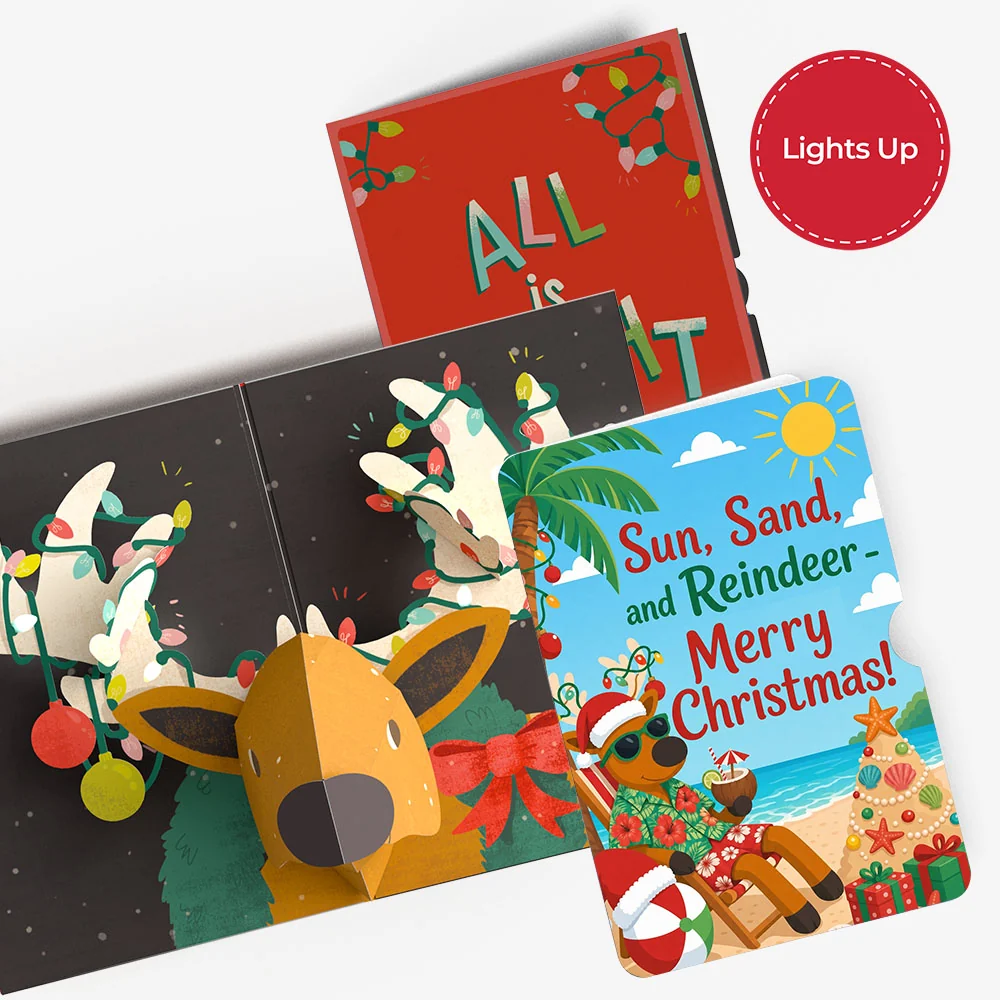 Lovepop All Is Bright Holiday Reindeer Christmas Light-Up Pop-Up Card and Sentiment Set Chair