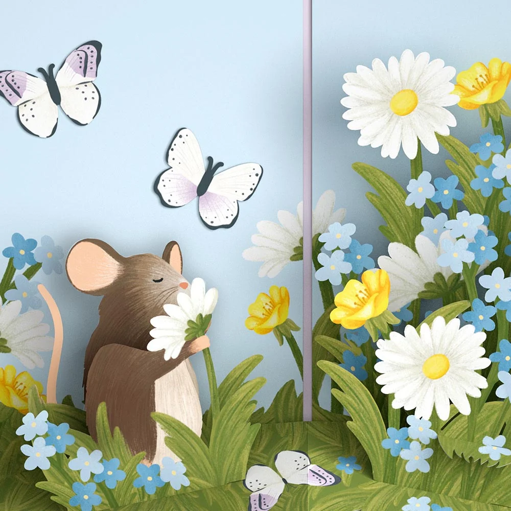 Lovepop Field Mouse in the Flowers Birthday Pop-Up Card and More Cake More Awesome Sentiment Set - Image 3