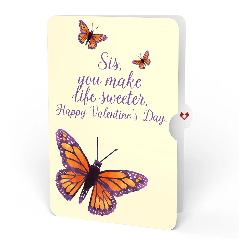 Lovepop Monarch Butterfly Valentine Pop-Up Card and Sentiment Set for Sister Cream - Image 4