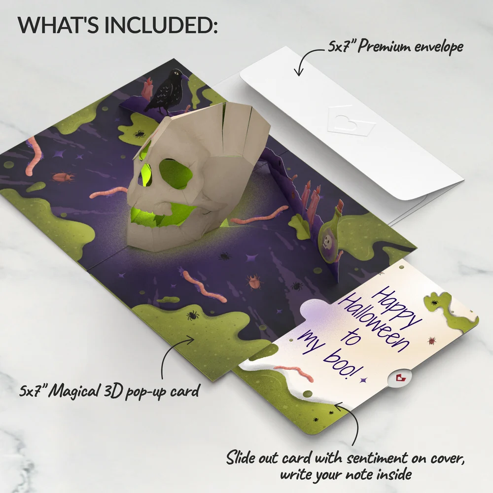 Lovepop Keep it Creepy Halloween Skull Music and Light Pop-Up Card and My Boo Sentiment Set Candle - Image 2
