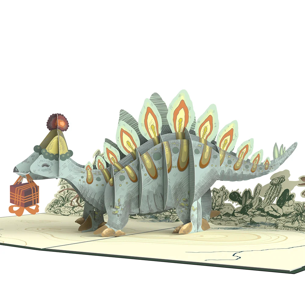 Lovepop Stegosaurus Birthday Pop-Up Card and Sippy Cup Sentiment Set Plate - Image 3