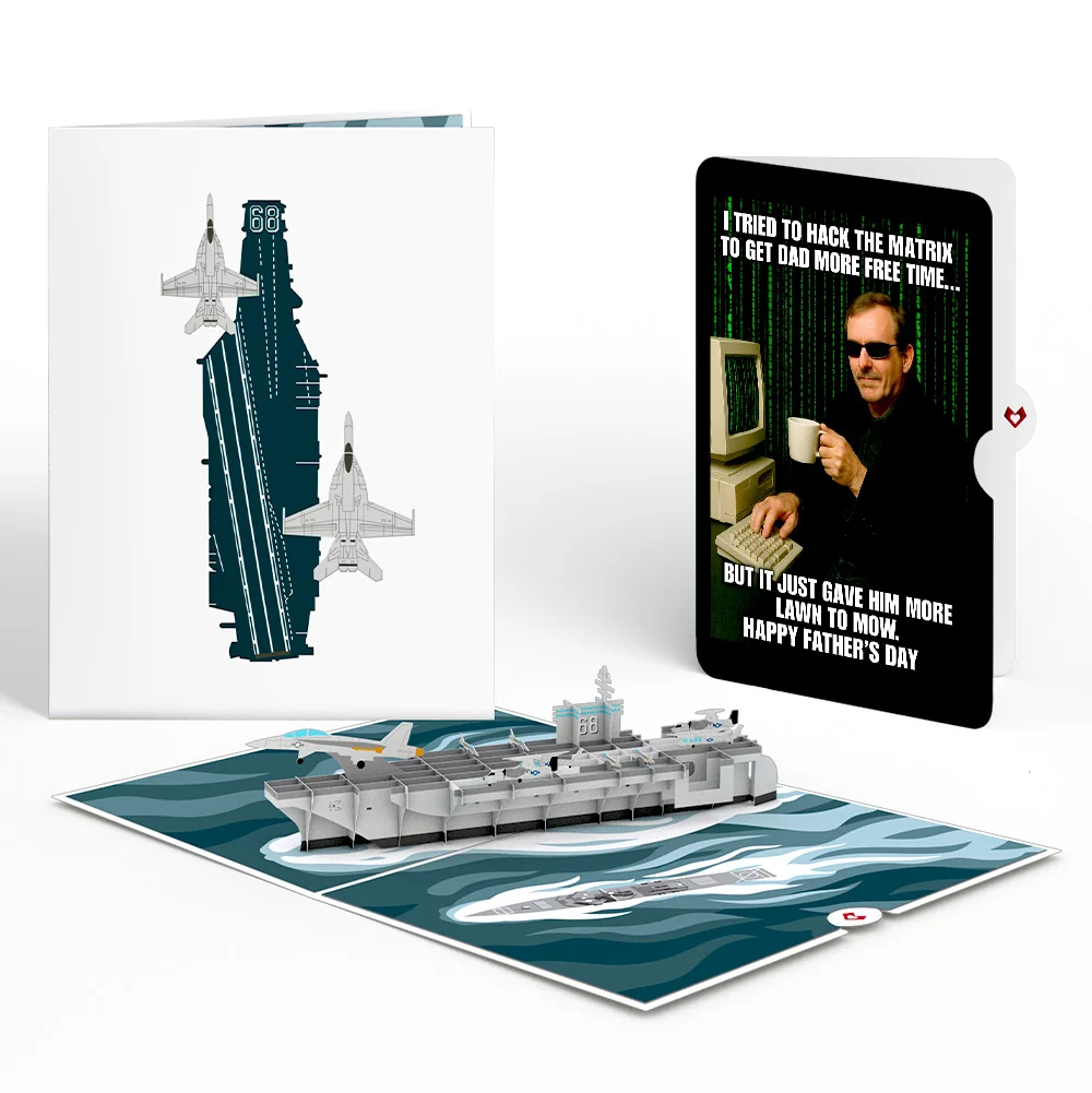 Lovepop U.S. Aircraft Carrier Father's Day Pop-Up Card and Matrix Hacker Sentiment Set