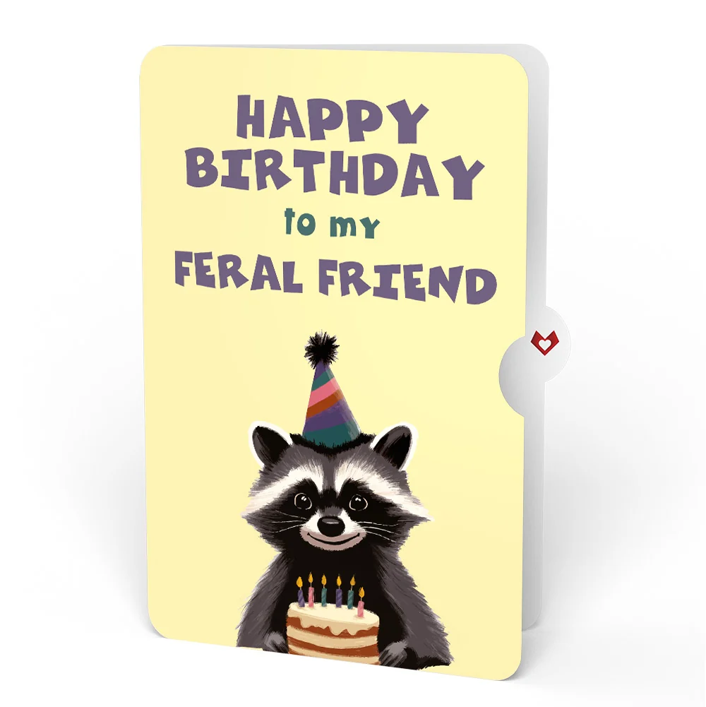 Lovepop Go Feral Raccoon Birthday Pop-Up Card and Sentiment Set for Friend Candle - Image 4