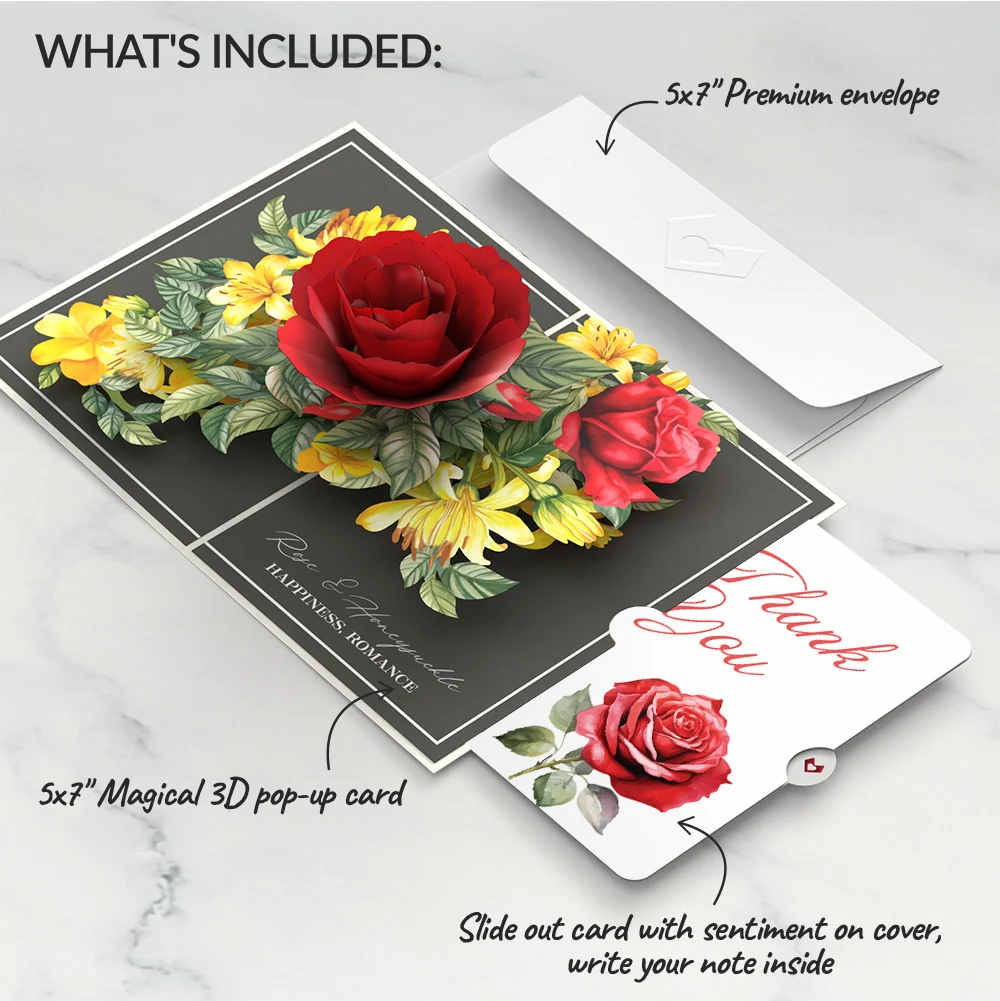 Lovepop Born to Bloom: June Birth Month Flowers Thank You Pop-Up Card and Sentiment Set Cream - Image 2