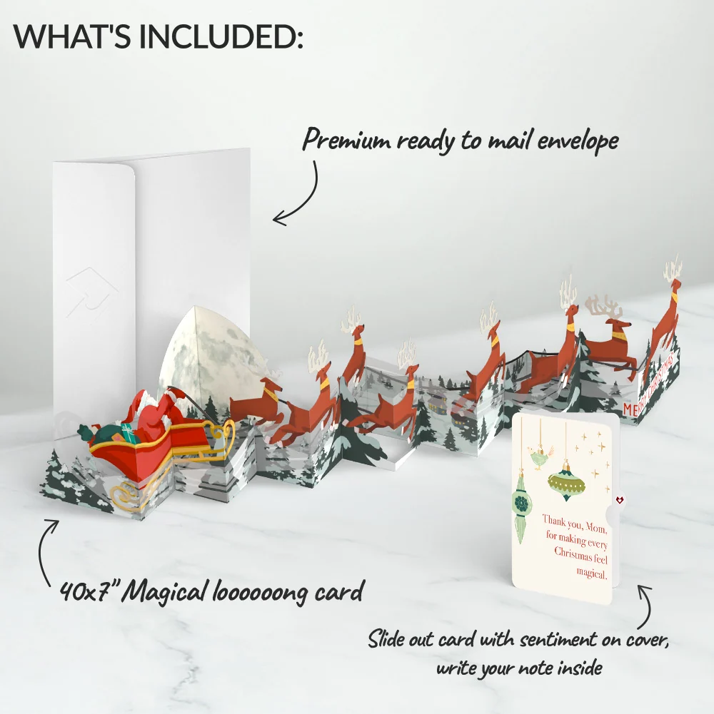 Lovepop Christmas Sleigh Ride Loooooong Card (Expands to 2 feet) and Sentiment Set for Mom - Image 2