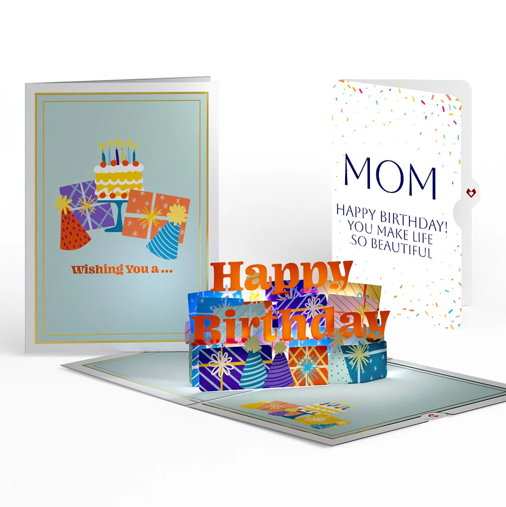 Lovepop Wishing You a Happy Birthday Music and Lights Pop-Up Card and Beautiful Life Sentiment Set for Mom