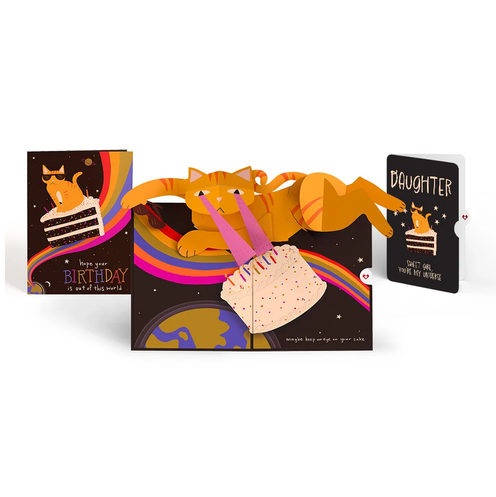Lovepop Out of this World Birthday Cat Pop-Up Card and Sentiment Set for Daughter