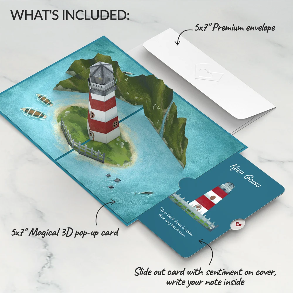 Lovepop Coastal Lighthouse Encouragement Pop-Up Card and Sentiment Set - Image 2