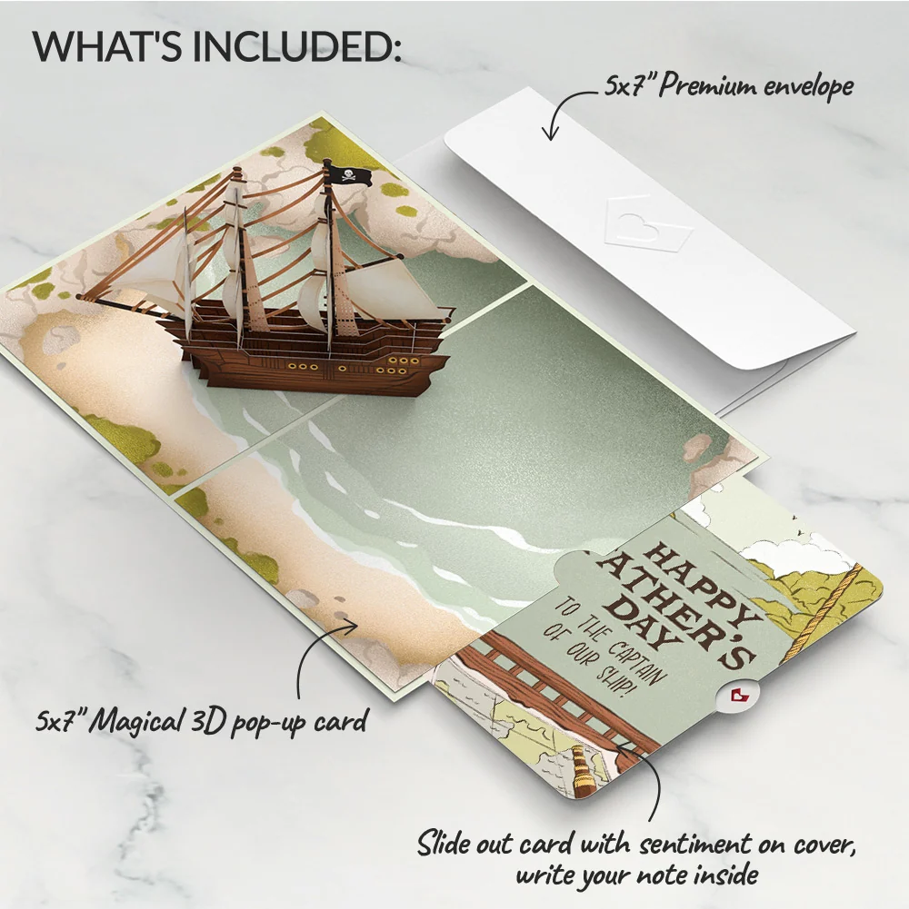 Lovepop Pirate Ship Father’s Day Pop-Up Card and Sentiment Set for Dad Cream - Image 2