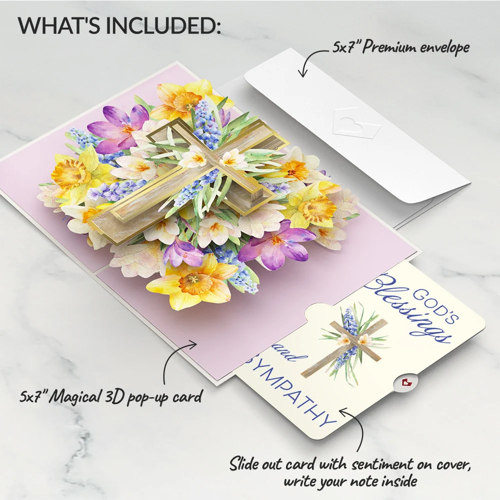 Lovepop The Lord Bless You Floral Cross Sympathy Pop-Up Card and Sentiment Set - Image 2