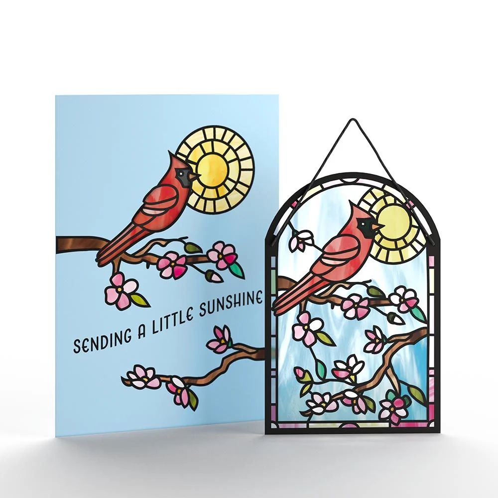 Lovepop Sending Sunshine Cardinal Suncatcher Card & Pop-Up Bouquet Bundle - Image 2