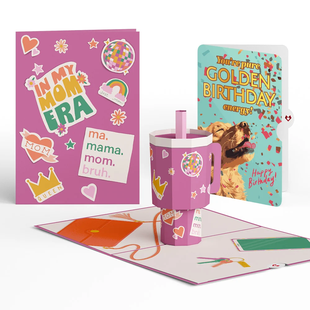 Lovepop Mom Era Tumbler Birthday Pop-Up Card and Golden Energy Sentiment Set