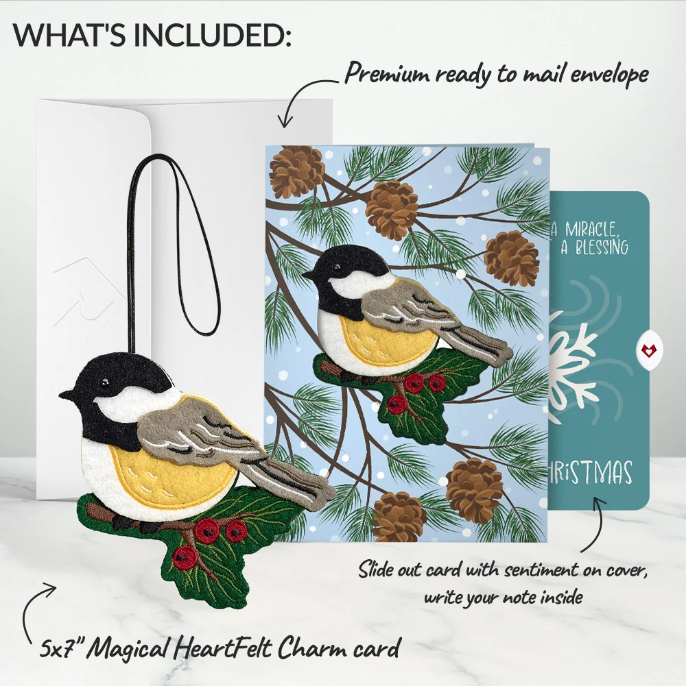 Lovepop Winter Chickadee HeartFelt Charm Card and Snowflake Christmas Sentiment Set - Image 2