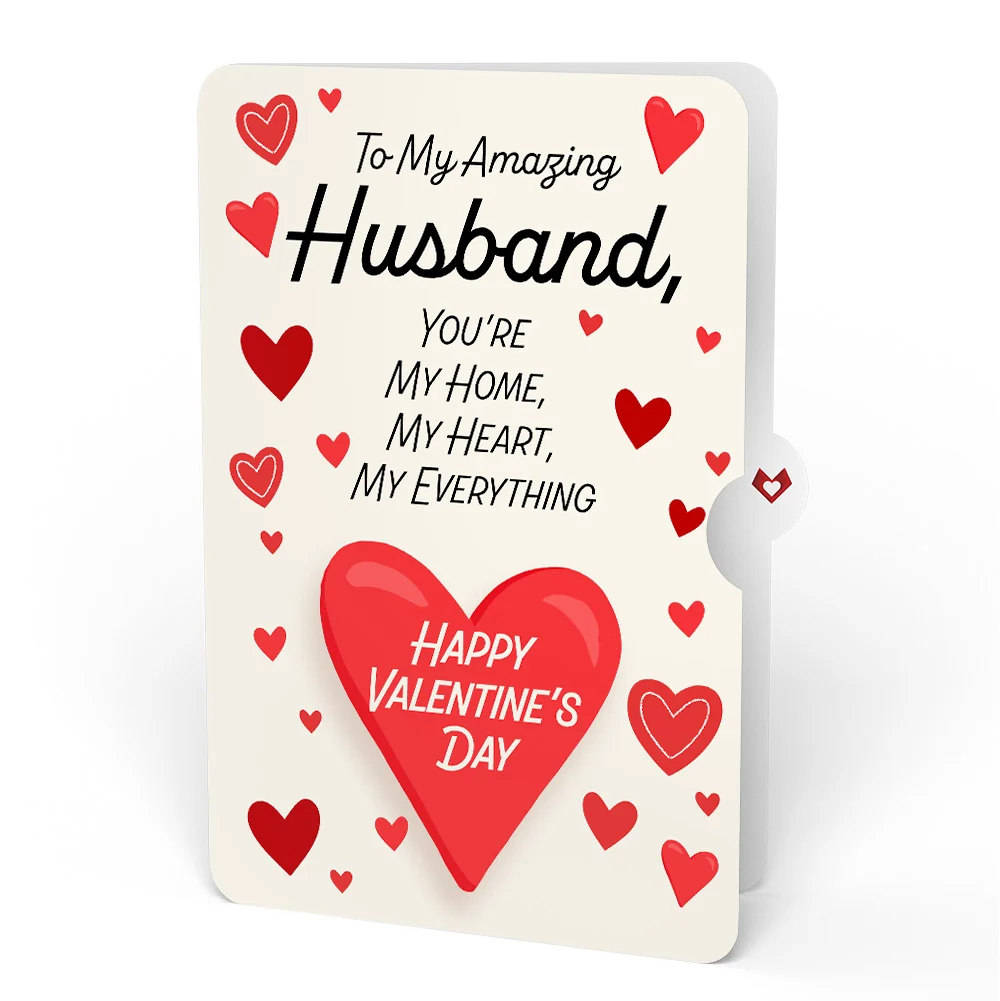 Lovepop Happy Valentine's Day Cherry Blossom Tree Pop-Up Card and Sentiment Set for Husband Cream - Image 4