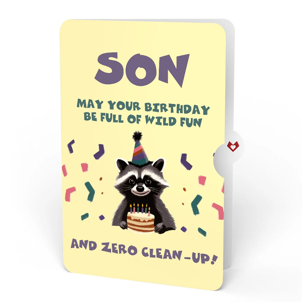 Lovepop Go Feral Raccoon Birthday Pop-Up Card and Sentiment Set for Son Candle - Image 4