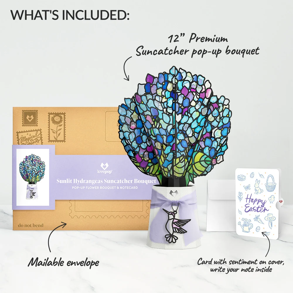 Lovepop Sunlit Hydrangeas Easter Suncatcher Bouquet and Sentiment Set Glass - Image 2