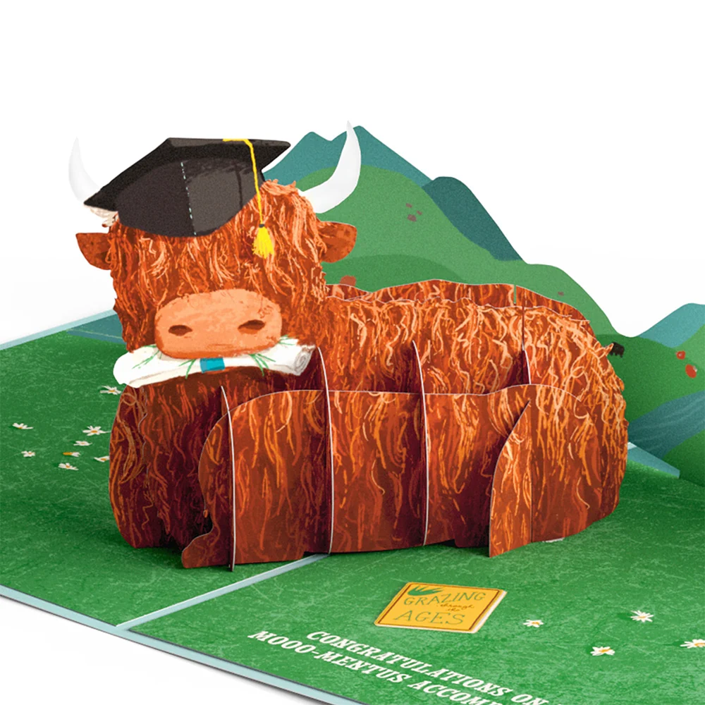 Lovepop Heard You're Graduating Highland Cow Pop-Up Card - Image 2
