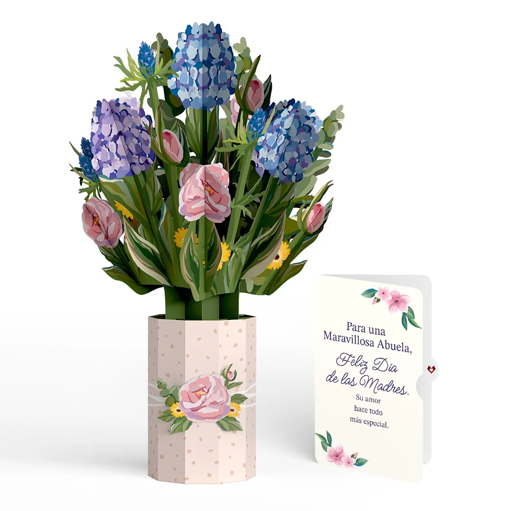 Lovepop Hydrangea Mother's Day Bouquet and Sentiment Set for Spanish Grandmother Vase