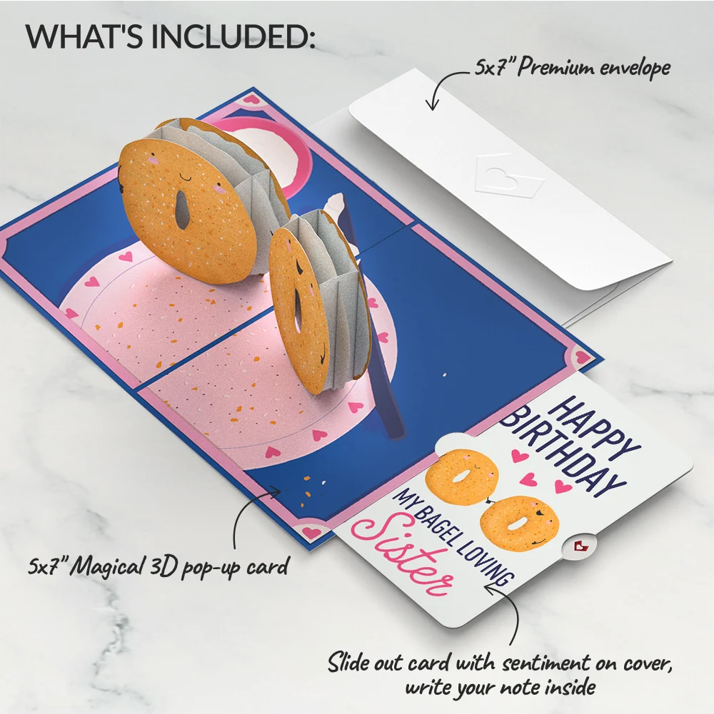 Lovepop You Are My Everything Bagel Birthday Pop-Up Card and Sentiment Set for Sister Plate - Image 2