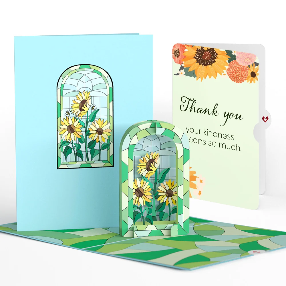Lovepop Stained Glass Sunflowers Thank You Pop-Up Card and Sentiment Set