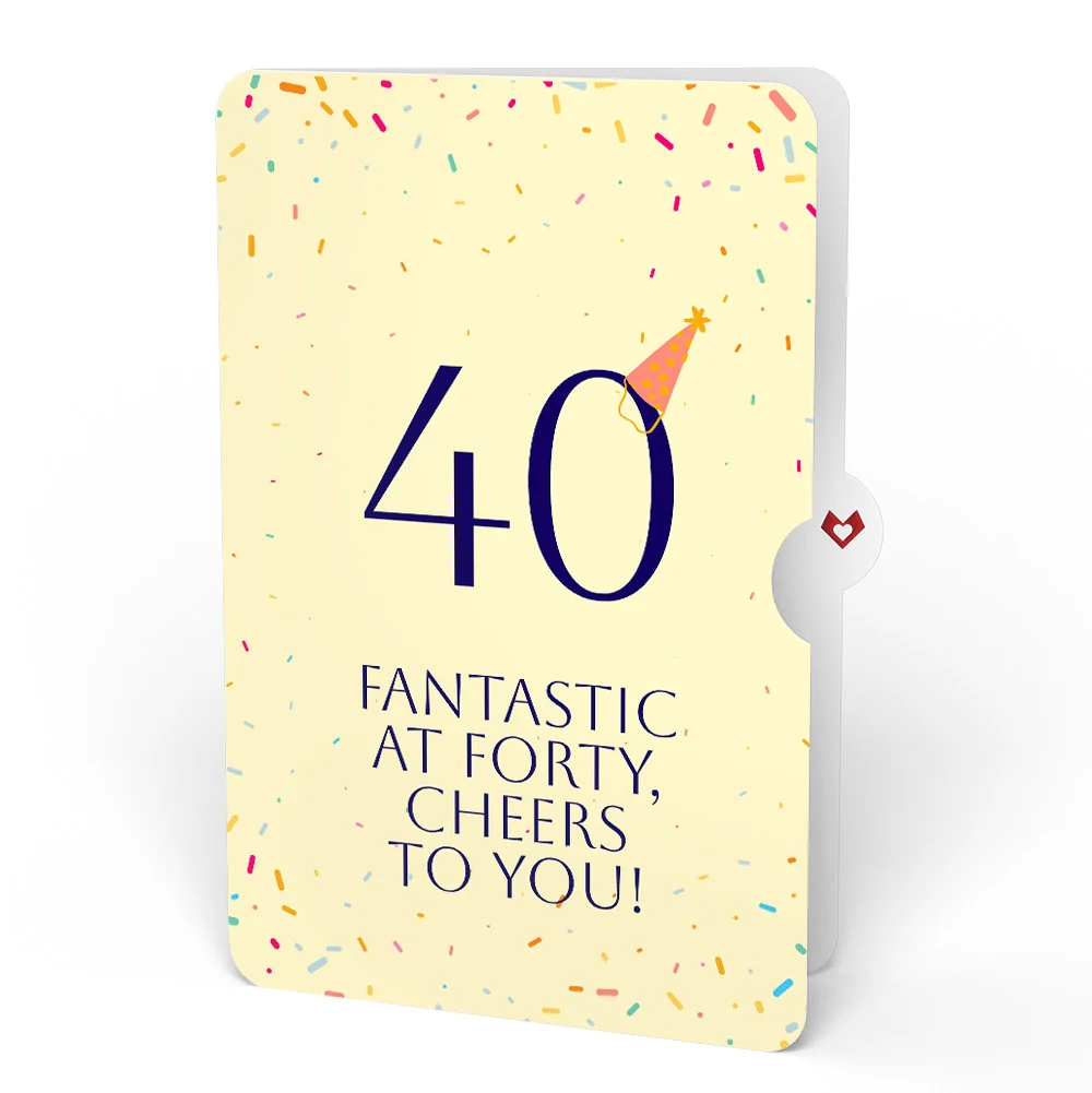 Lovepop Happy 40th Birthday Confetti Cake Music and Lights Pop-Up Card and Party Hat Sentiment Set Candle - Image 4