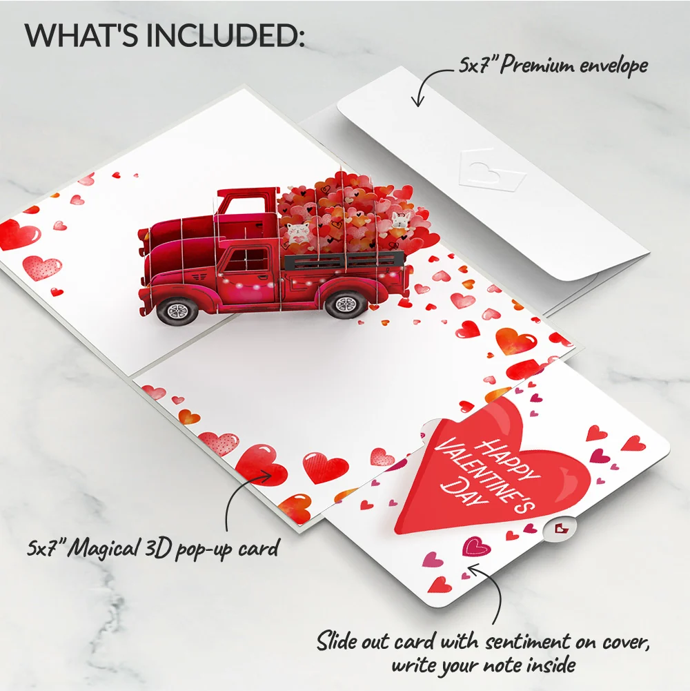 Lovepop Love Delivery Truck Valentine Pop-Up Card and Big Sweet Heart Sentiment Set - Image 2