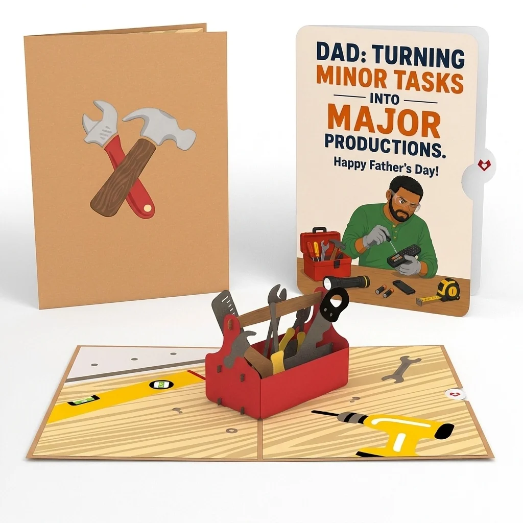 Lovepop Toolbox Father's Day Pop-Up Card and Major Production Sentiment Set for Dad Scale