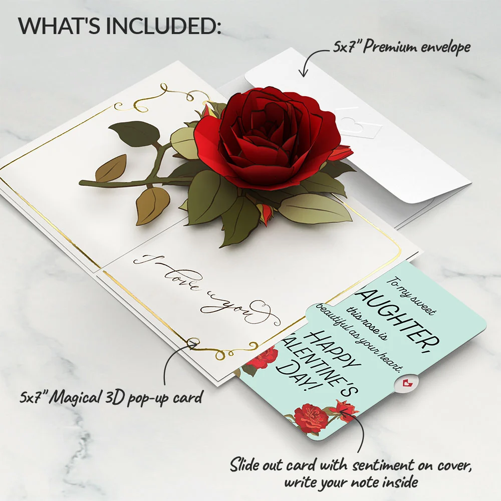 Lovepop I Love You Roses Valentine Pop-Up Card and Sentiment Set for Daughter - Image 2